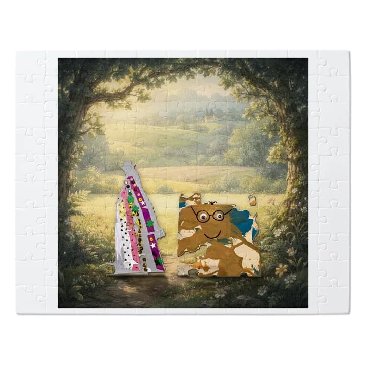 A mockup of the jigsaw, made from the real print file