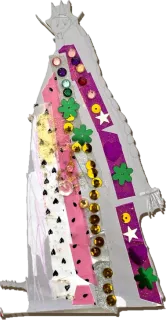 A child's sequinned queen, as drawn
